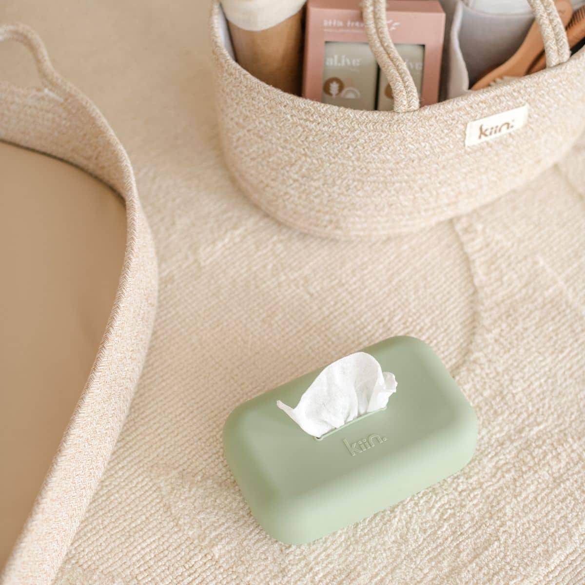 Kiin Baby Silicone Wipes Cover - Sage - Image 3