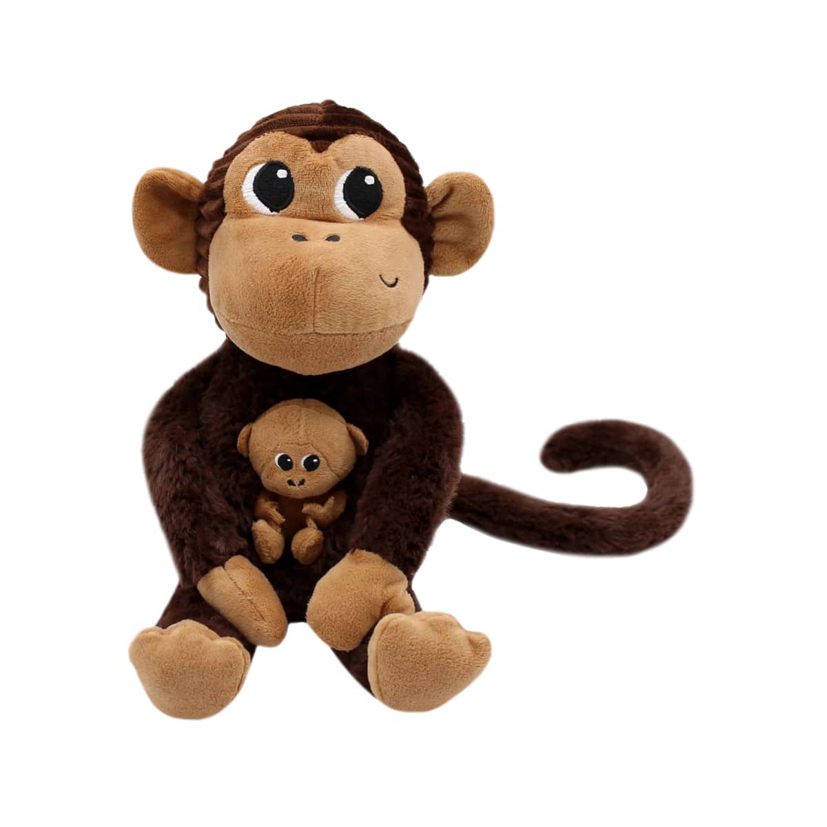 Les Ptipotos Mum & Baby Plush Toy - Zazou the Monkey