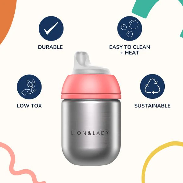 Lion & Lady Stainless Steel Baby Bottle - 210ml - Image 5