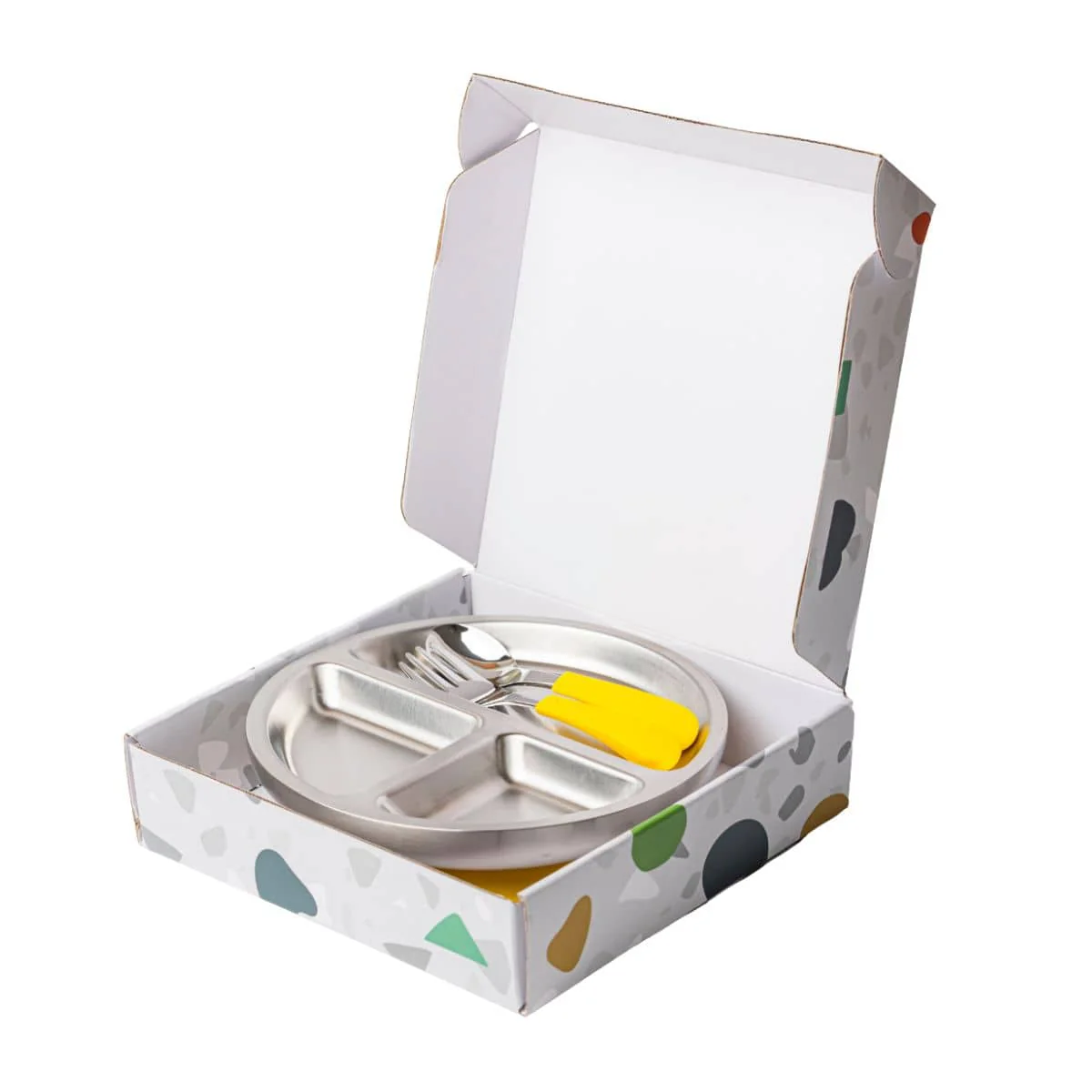 Lion & Lady Stainless Steel Toddler Plate with Silicone Suction Base + Cutlery - Image 2