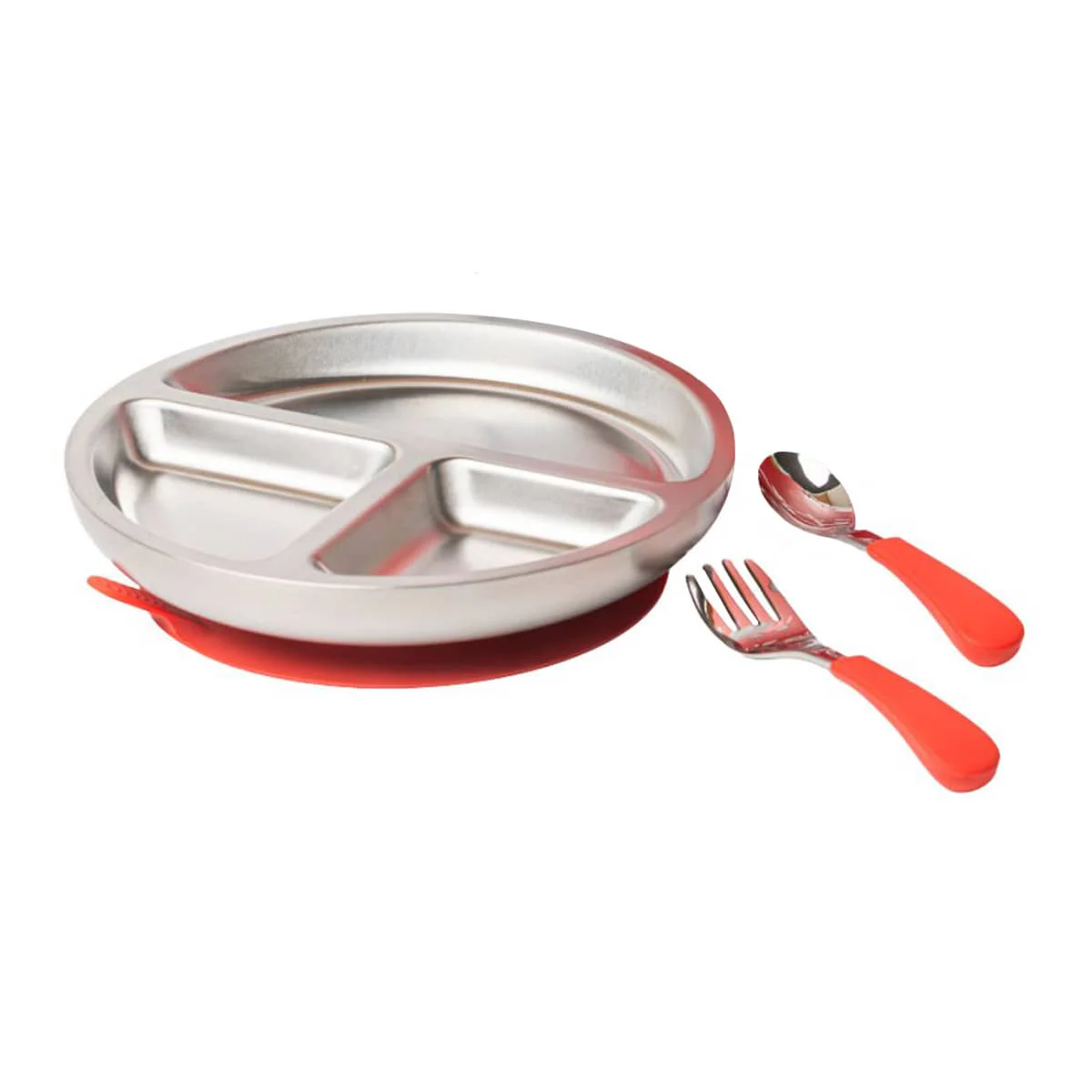 Lion & Lady Stainless Steel Toddler Plate with Silicone Suction Base + Cutlery - Image 6