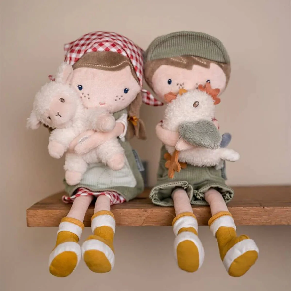 Little Dutch Little Farm Cuddle Doll - Farmer Jim with Chicken - Image 2