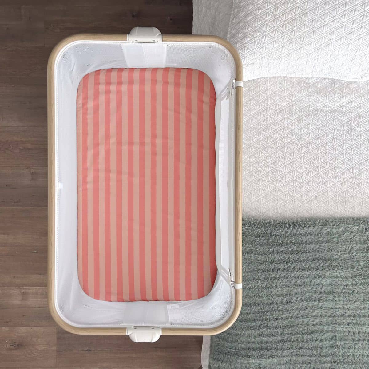 Little Human Linens Waterproof Change Pad / Co-Sleeper Bassinet Sheet - Peach Candy - Image 2