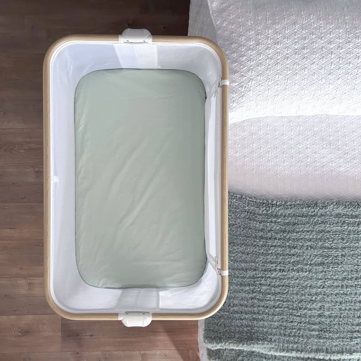 Little Human Linens Waterproof Change Pad / Co-Sleeper Bassinet Sheet - Sage - Image 2