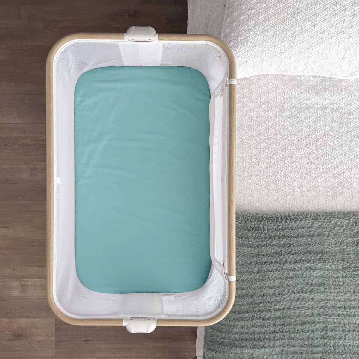 Little Human Linens Waterproof Change Pad / Co-Sleeper Bassinet Sheet - Teal - Image 2