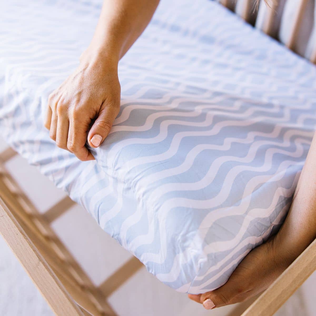 Little Human Linens Waterproof Cot Sheet - Bright Waves - Image 2
