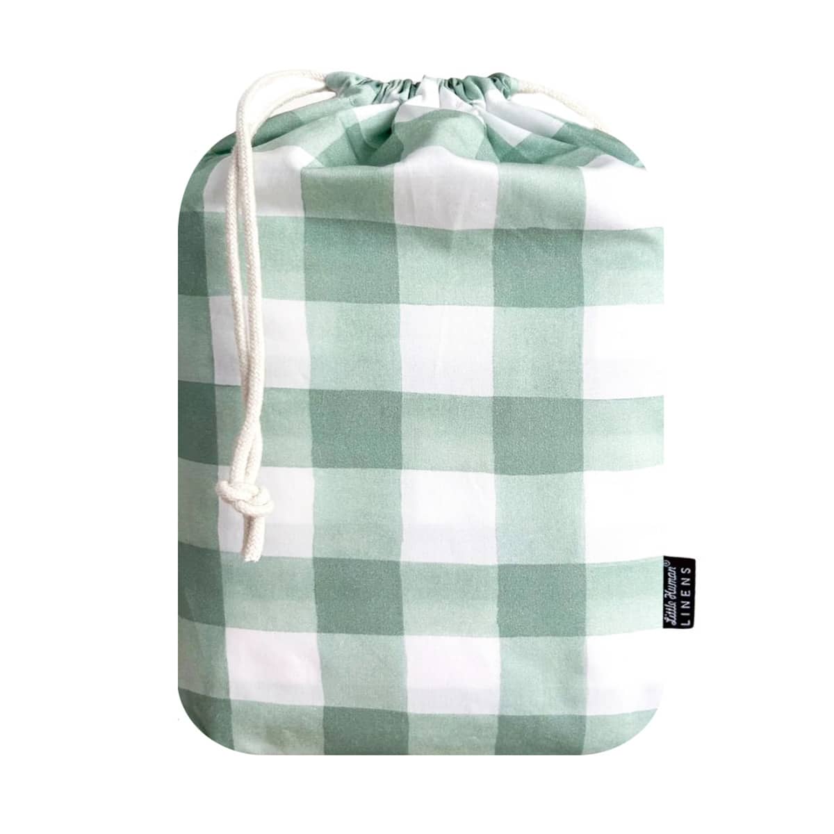 Little Human Linens Waterproof Cot Sheet - Green Gingham