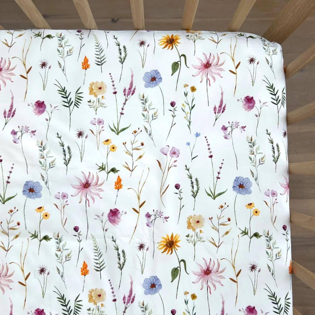 Little Human Linens Waterproof Cot Sheet - Wildflower - Image 3