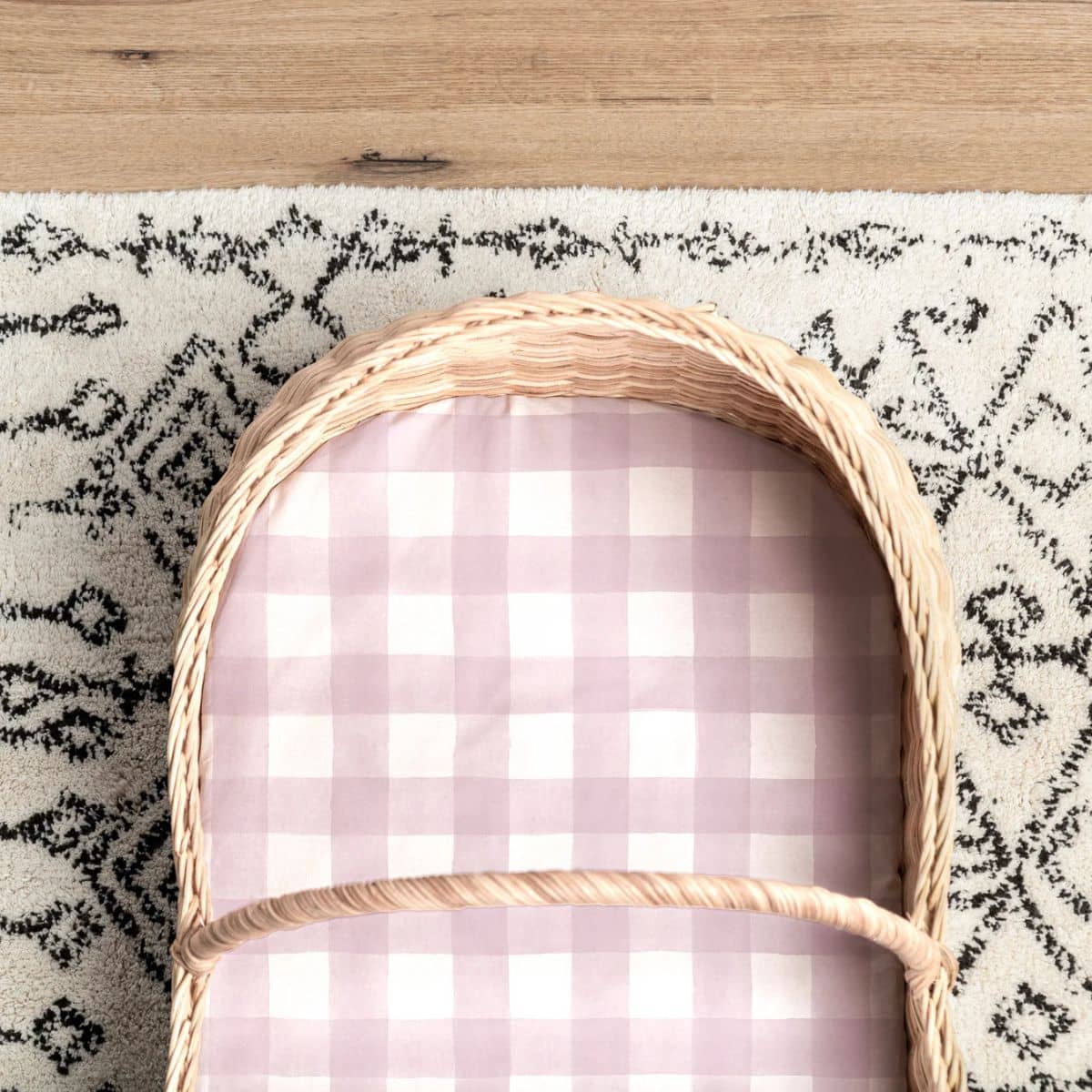 Little Human Linens Waterproof Small Bassinet Sheet - Pink Gingham - Image 2