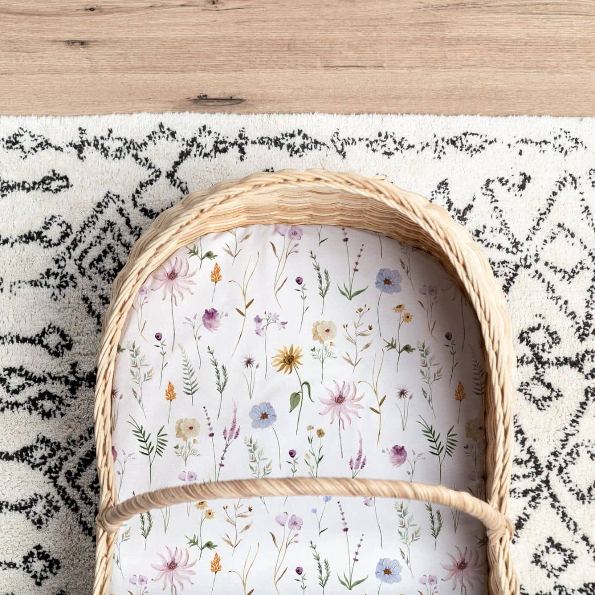Little Human Linens Waterproof Small Bassinet Sheet - Wildflower - Image 2