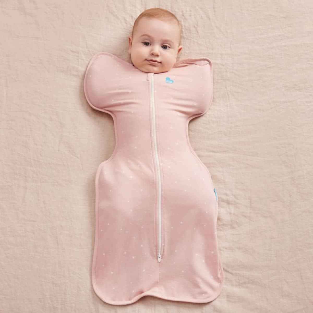 Love to Dream Original Swaddle UP 1.0 TOG Stretch Cotton - Powder Pink Twinkle - Image 2