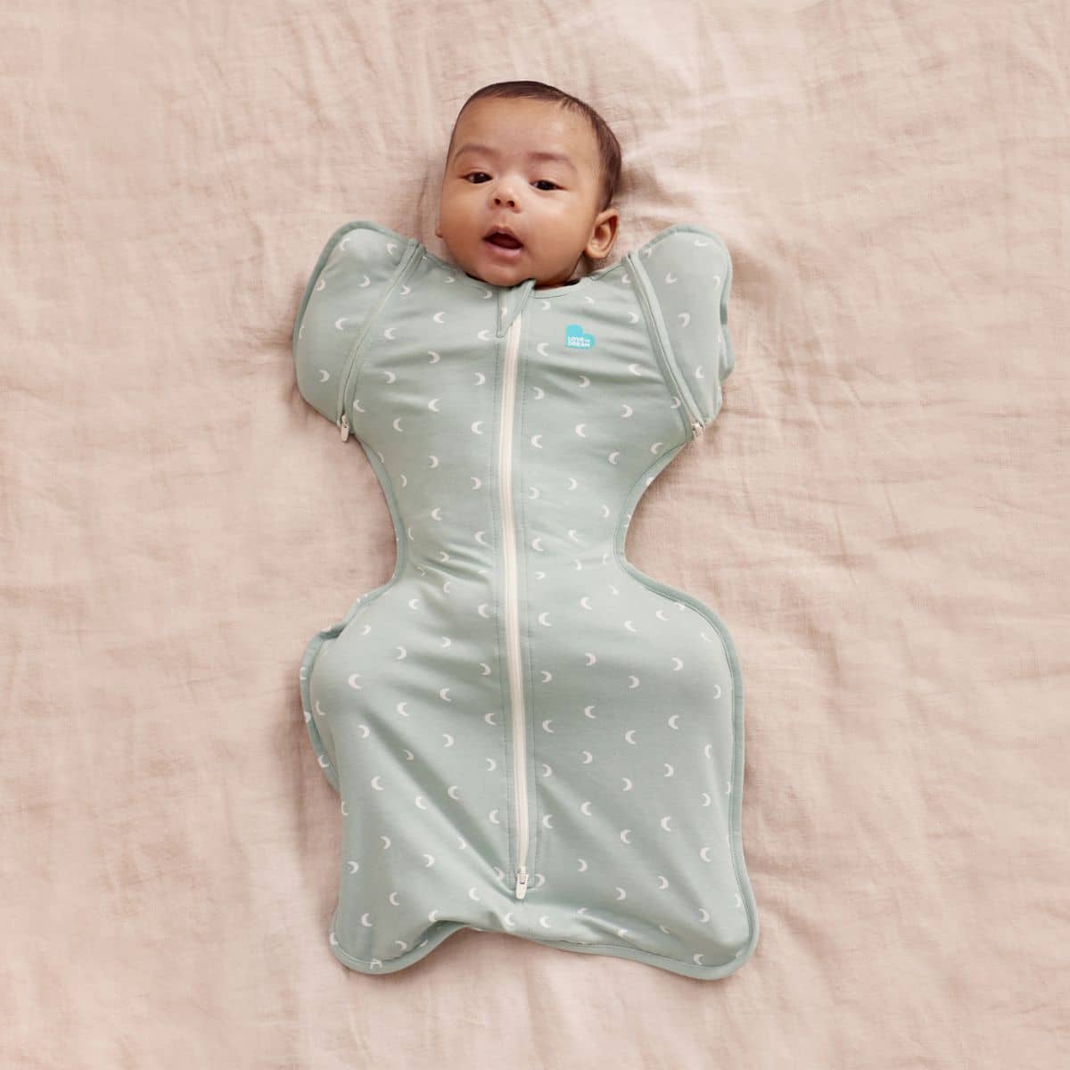 Love to Dream Transition Swaddle UP 1.0 TOG Stretch Cotton - Olive Moon - Image 2