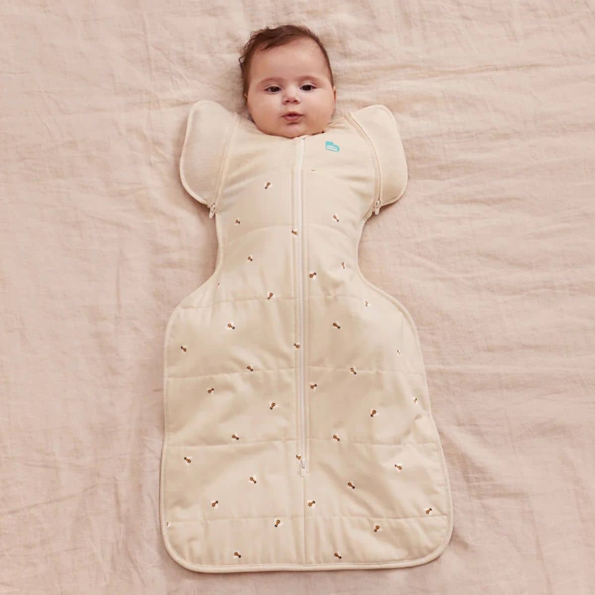 Love to Dream Transition Swaddle UP 2.5 TOG Quilted Stretch Cotton - Oatmeal Bees - Image 2
