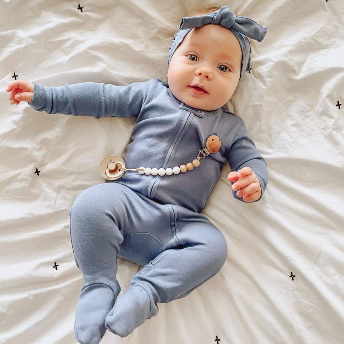 L'ovedbaby Organic 2-Way Zipper Footie - Slate - Image 2