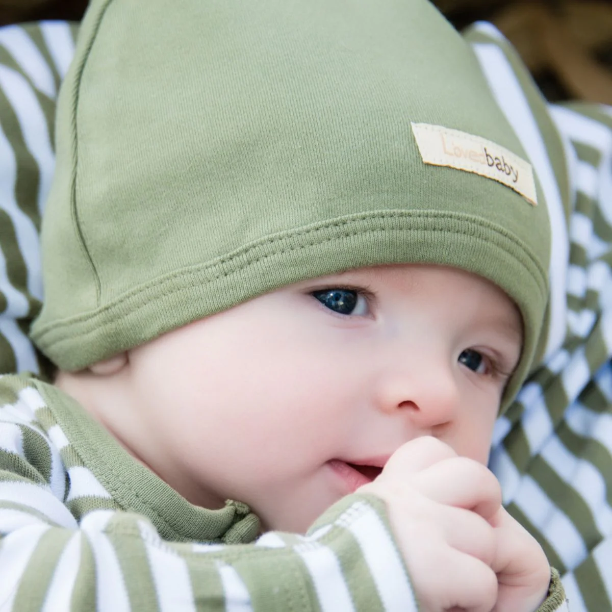L'ovedbaby Organic Cute Cap - Sage - Preemie/Newborn - Image 2