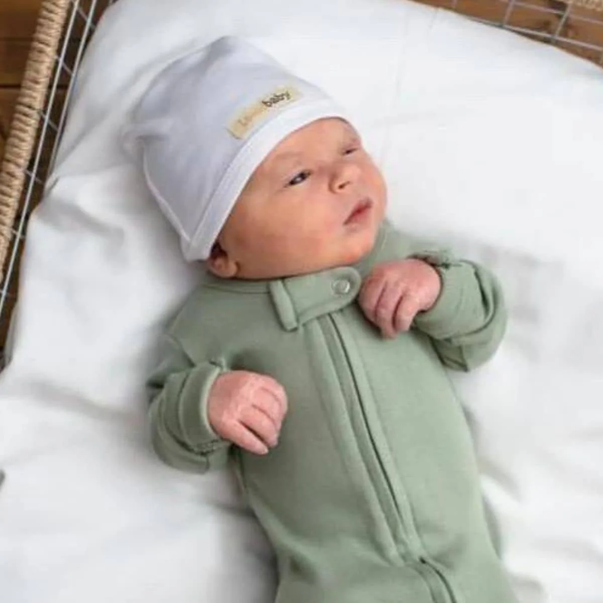 L'ovedbaby Organic Cute Cap - White - Preemie/Newborn - Image 3