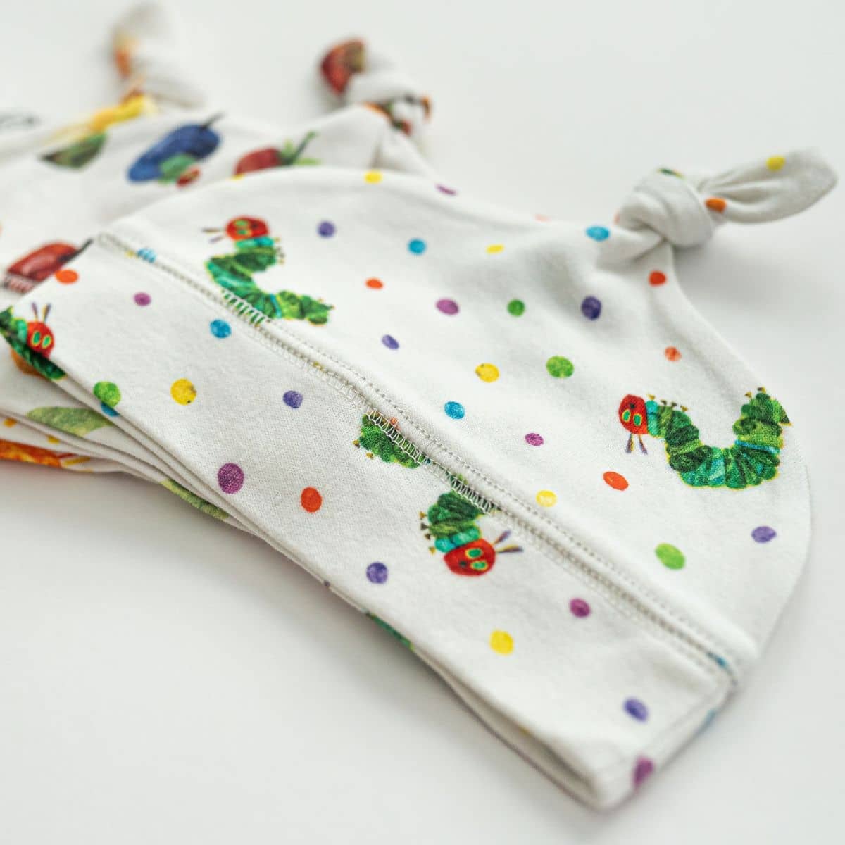 L'ovedbaby x The Very Hungry Caterpillar Organic Banded Top-Knot Hat - Caterpillar - Image 2