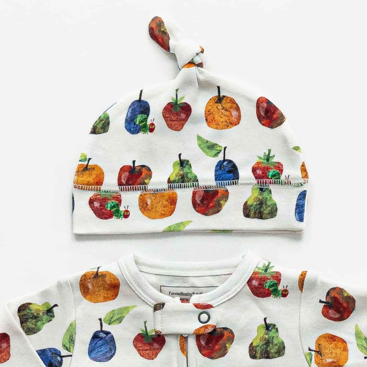 L'ovedbaby x The Very Hungry Caterpillar Organic Banded Top-Knot Hat - Fruit - Image 2