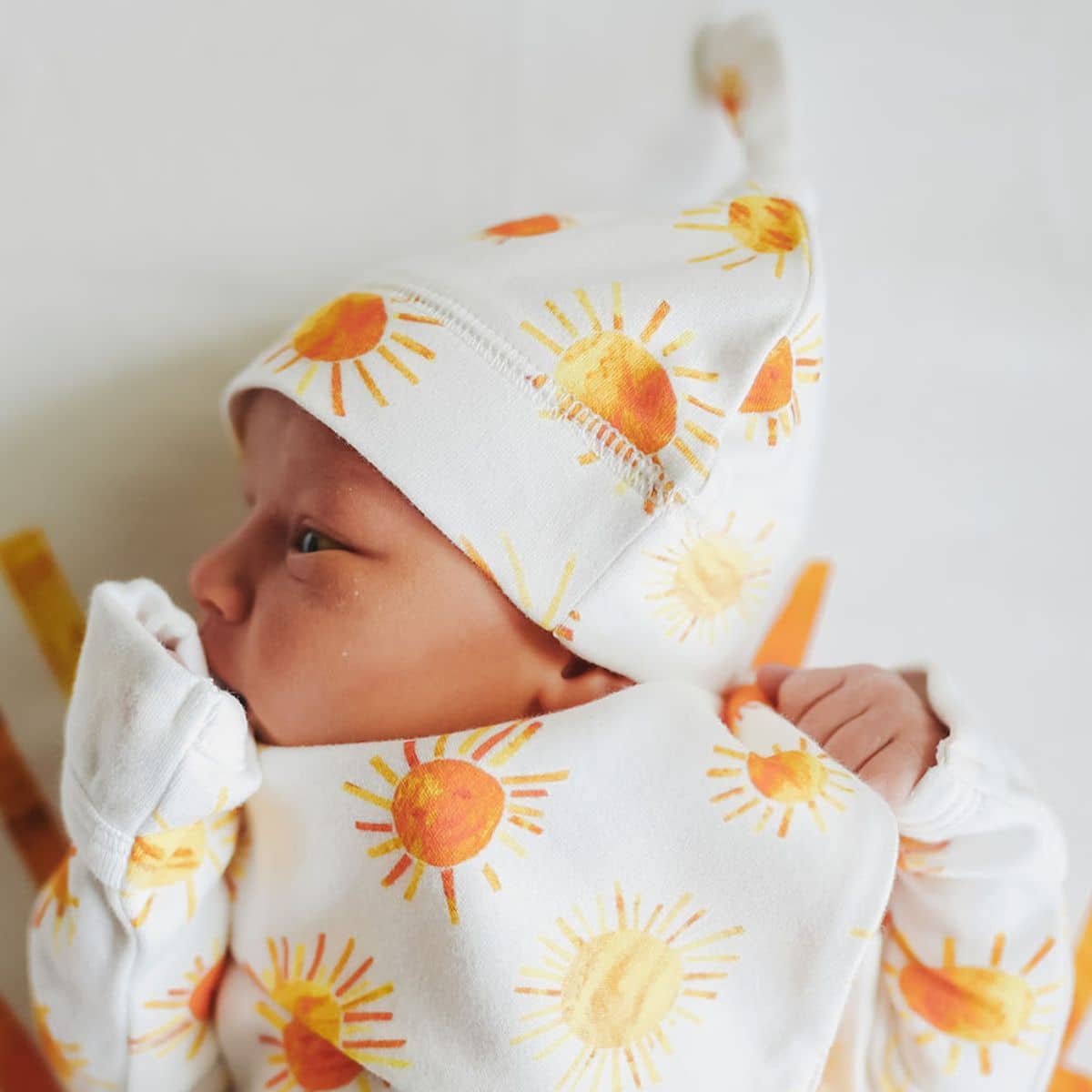 L'ovedbaby x The Very Hungry Caterpillar Organic Banded Top-Knot Hat - Suns - Image 2