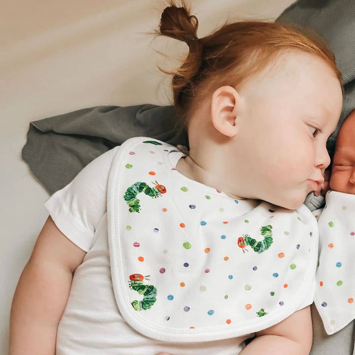 L'ovedbaby x The Very Hungry Caterpillar Organic Two Layer Reversible Bib - Caterpillar - Image 2