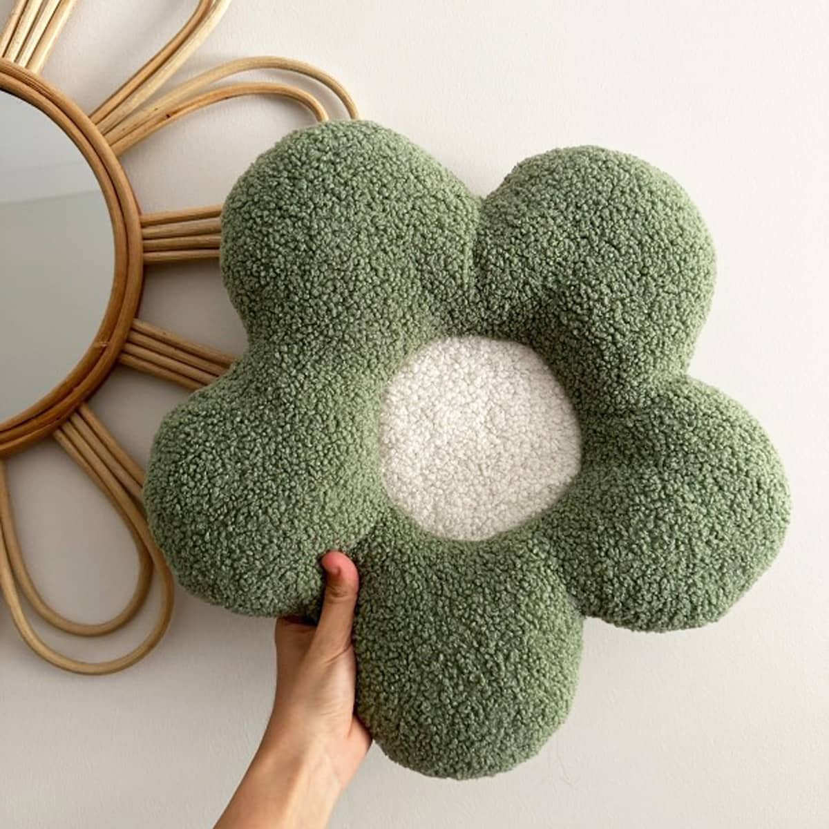 Luna Mae Creations - Large Cushion - Olive Green Daisy - Image 3