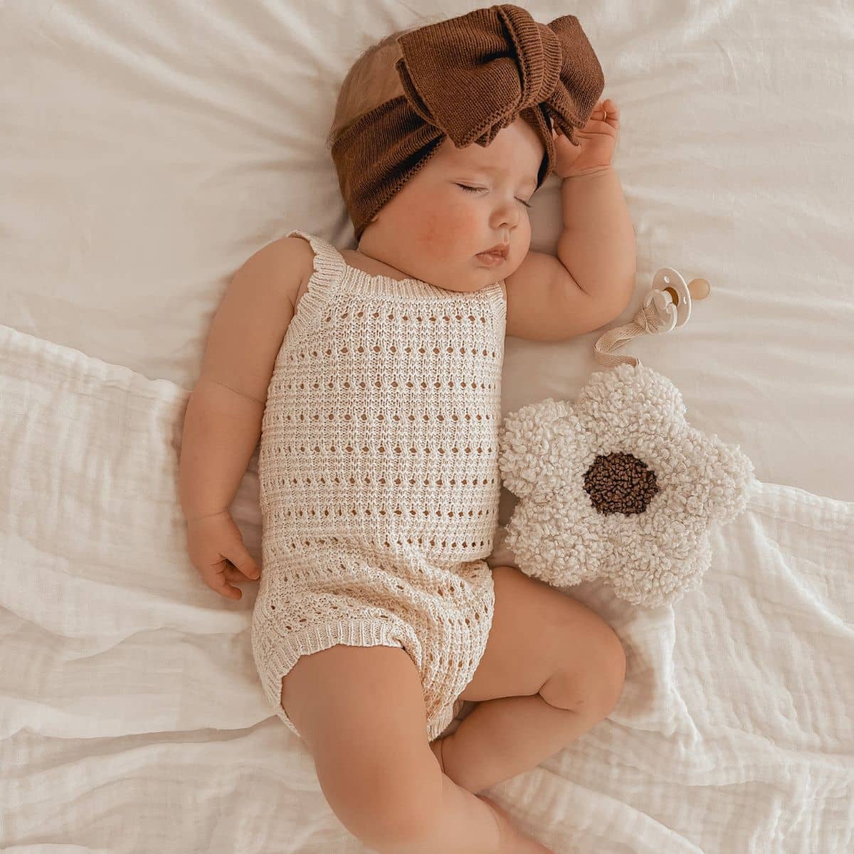 Luna Mae Creations - Pacifier Holder - Mocha Blossom Daisy - Image 3