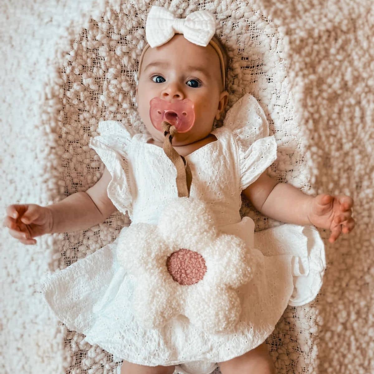 Luna Mae Creations - Pacifier Holder - Sakura White Daisy - Image 2