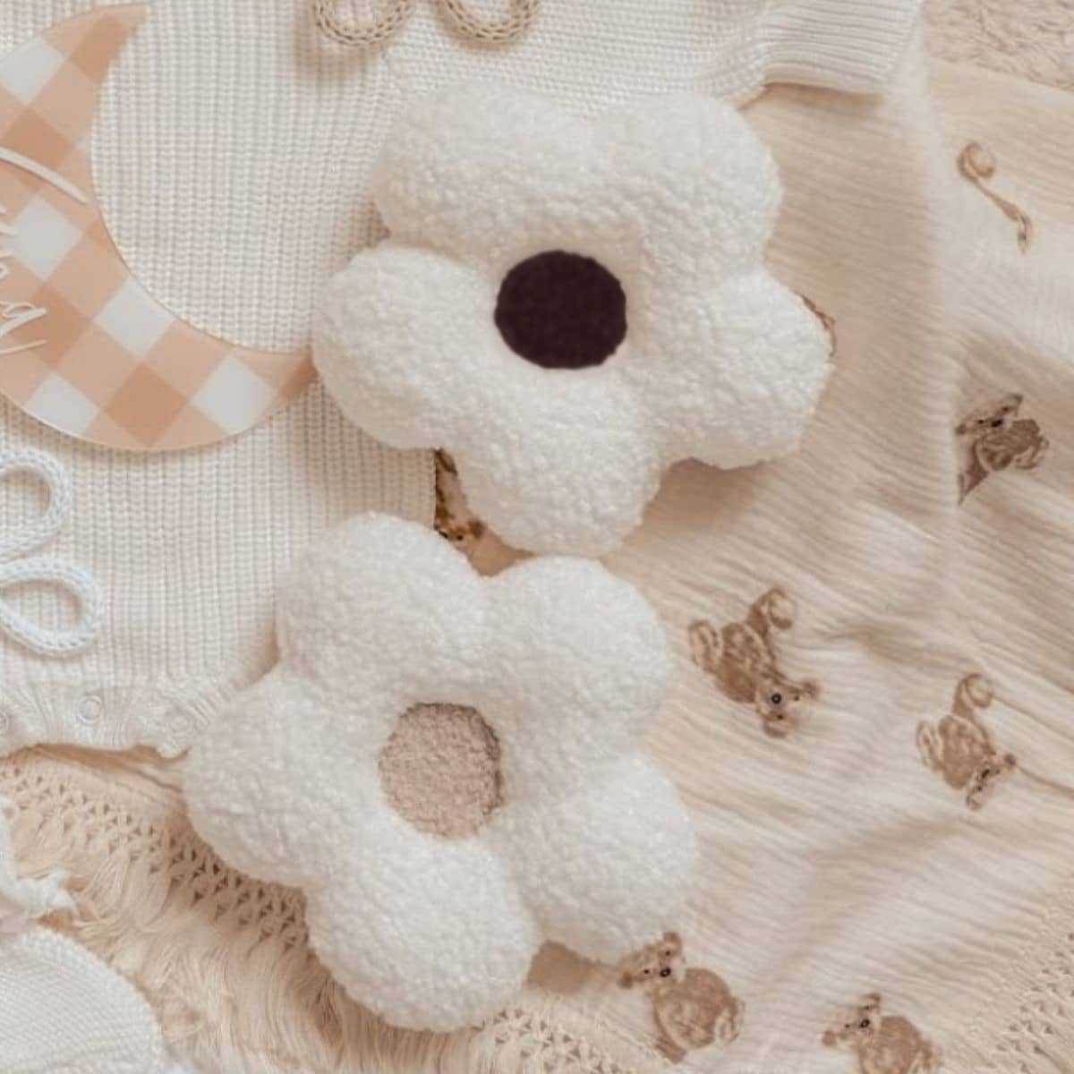 Luna Mae Creations - Small Cushion - Mocha Blossom Daisy - Image 2