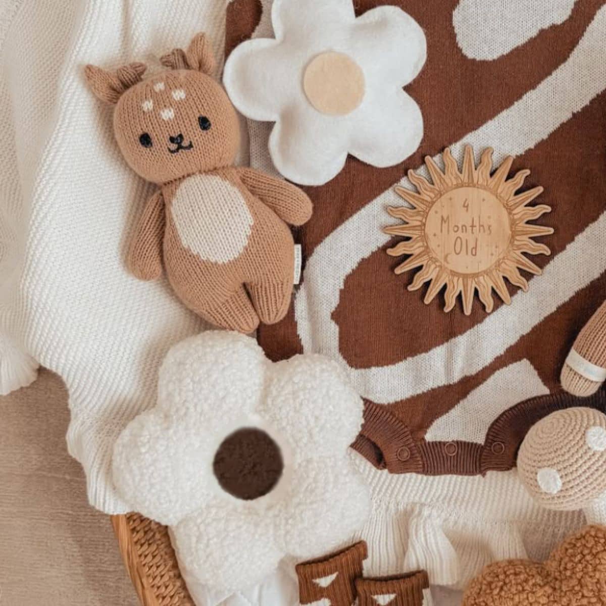 Luna Mae Creations - Small Cushion - Mocha Blossom Daisy - Image 3