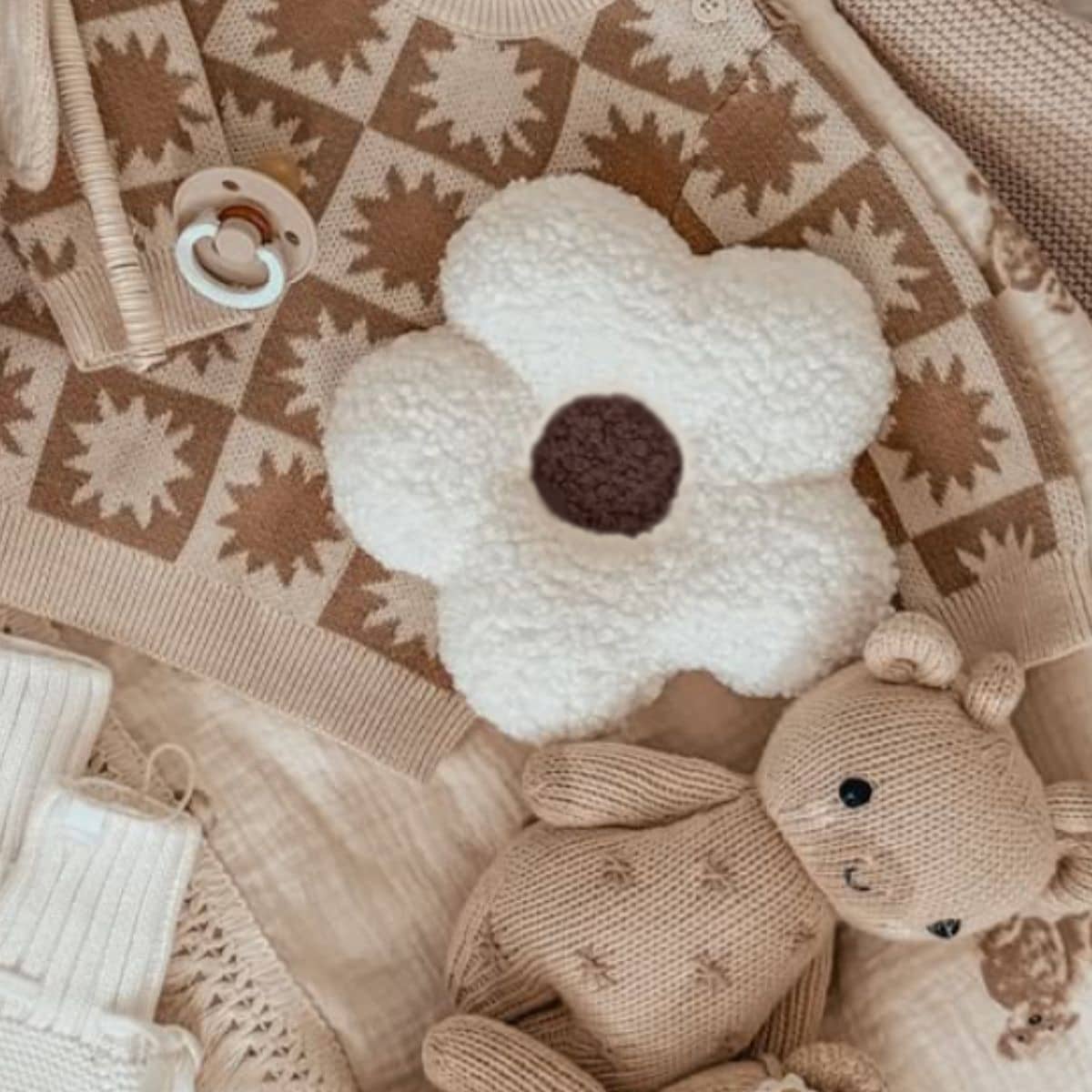 Luna Mae Creations - Small Cushion - Mocha Blossom Daisy - Image 4