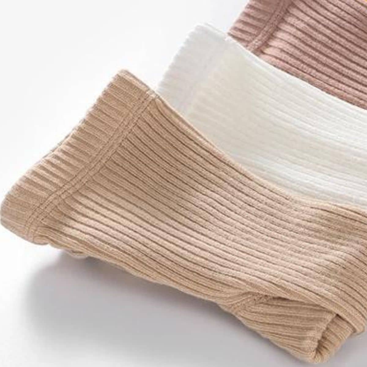 Ma Mer Classic Cotton Ribbed Tights - Beige - 6 to 12 Months - Image 3