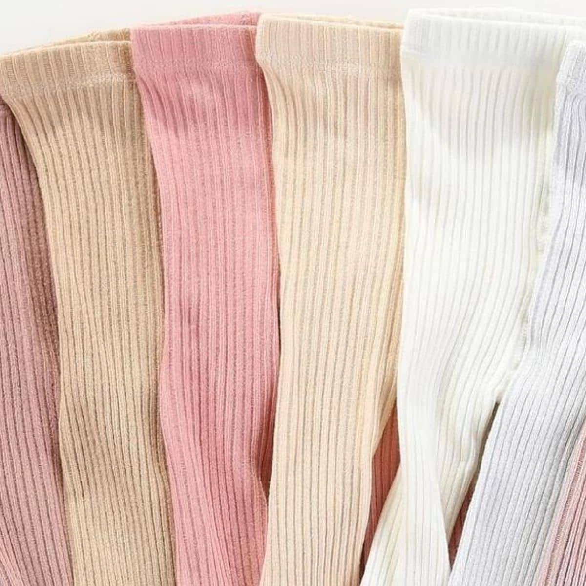 Ma Mer Classic Cotton Ribbed Tights - Dusty Pink - 6 to 12 Months - Image 2