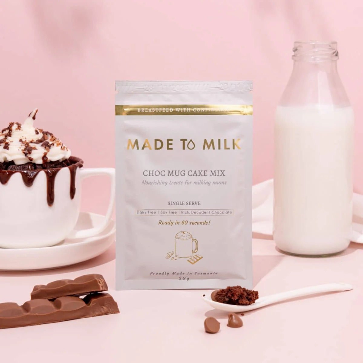 Made to Milk Lactation Chocolate Mug Cake Mix - Single Serve - Image 3