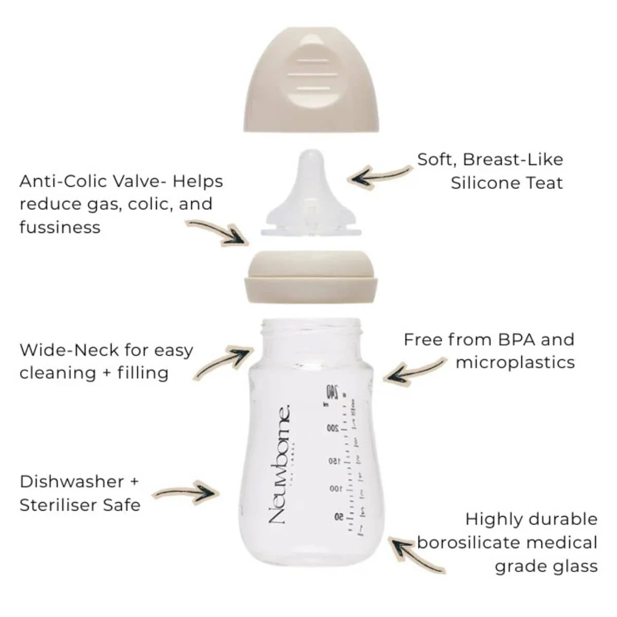 Neuwborne Glass Baby Bottle - Sand - Image 3