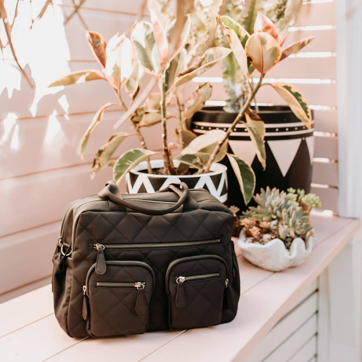 OiOi Carry All Nappy Bag - Black Diamond Quilt - Image 10
