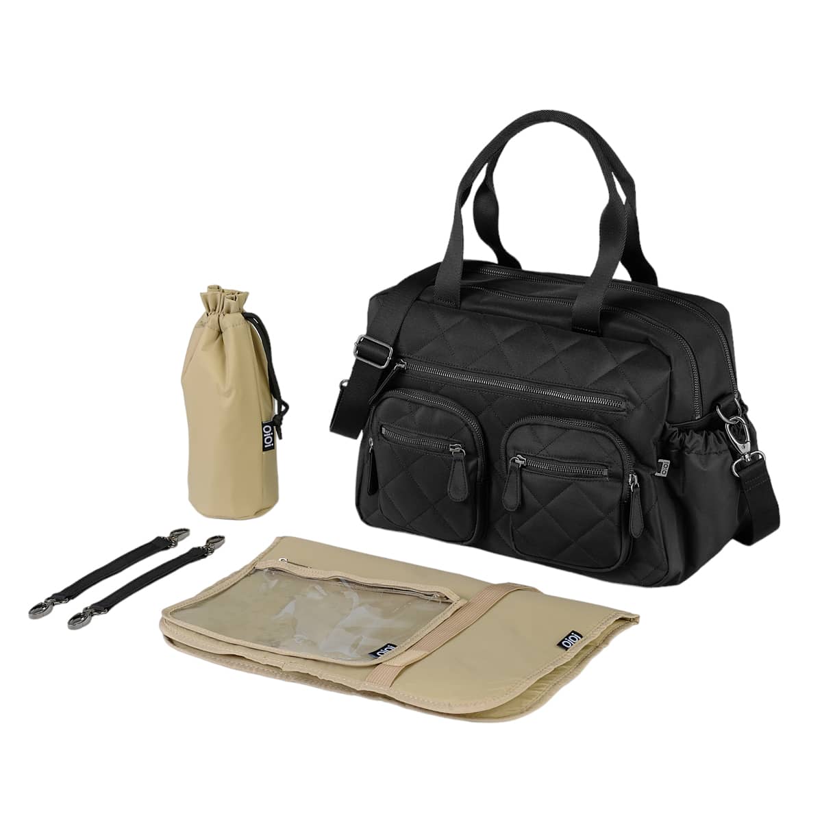 OiOi Carry All Nappy Bag - Black Diamond Quilt - Image 3
