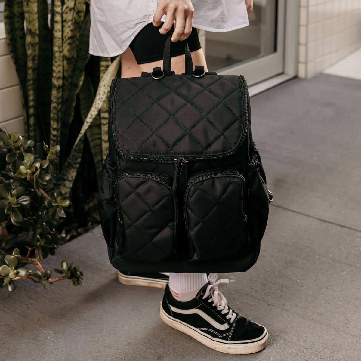 OiOi Signature Nappy Backpack - Black Diamond Quilt - Image 10