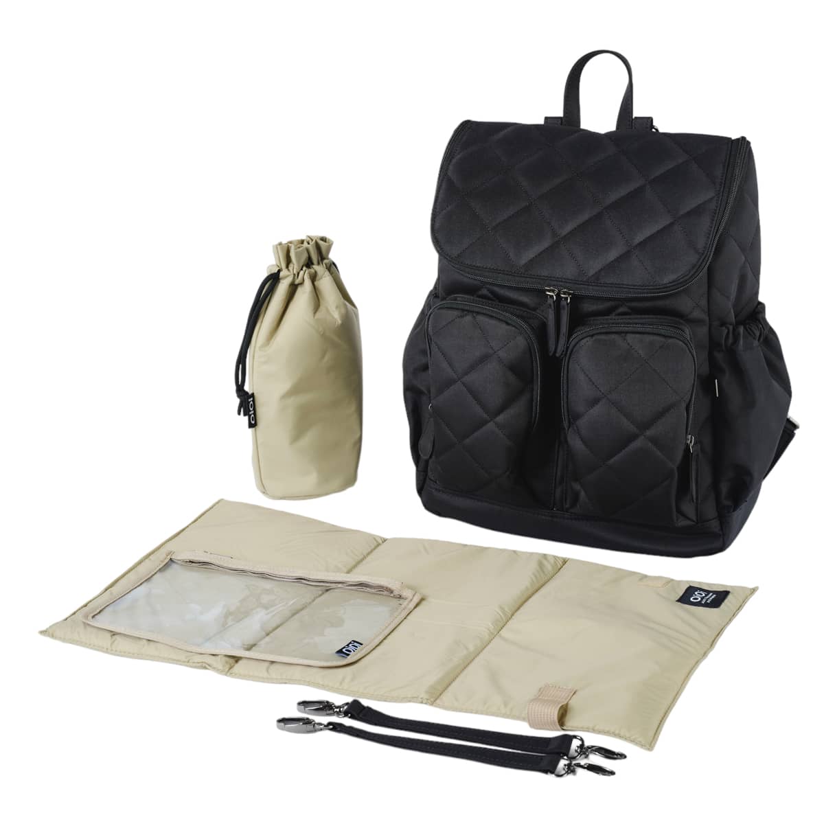 OiOi Signature Nappy Backpack - Black Diamond Quilt - Image 3