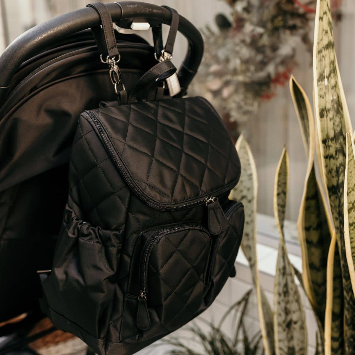 OiOi Signature Nappy Backpack - Black Diamond Quilt - Image 9