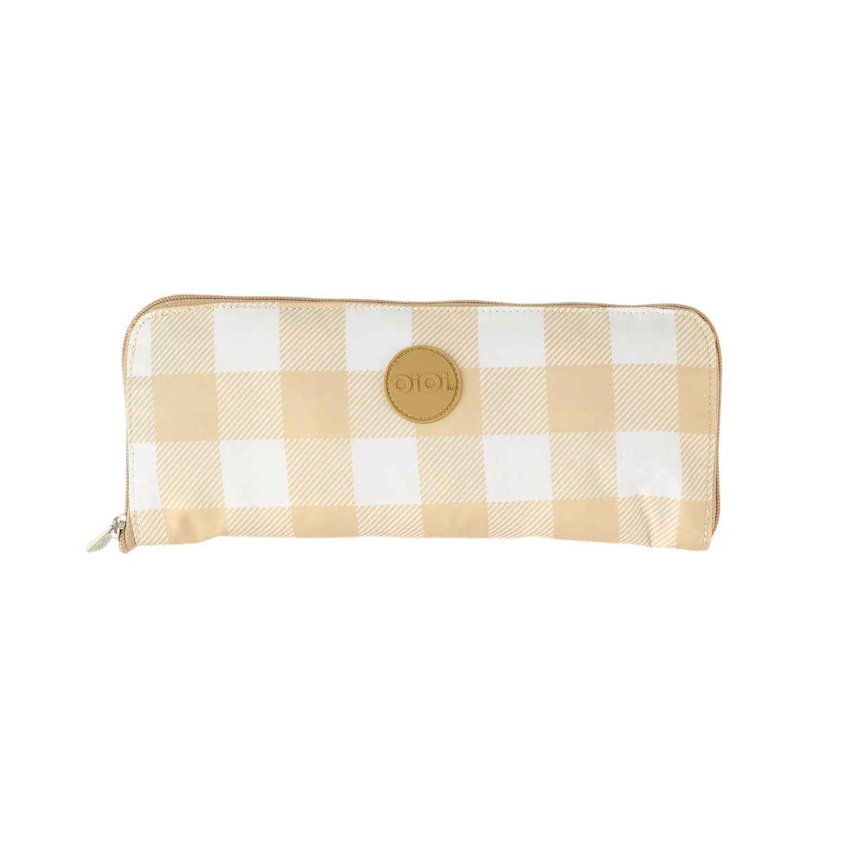 OiOi Fold Up Tote - Gingham Beige - Image 3