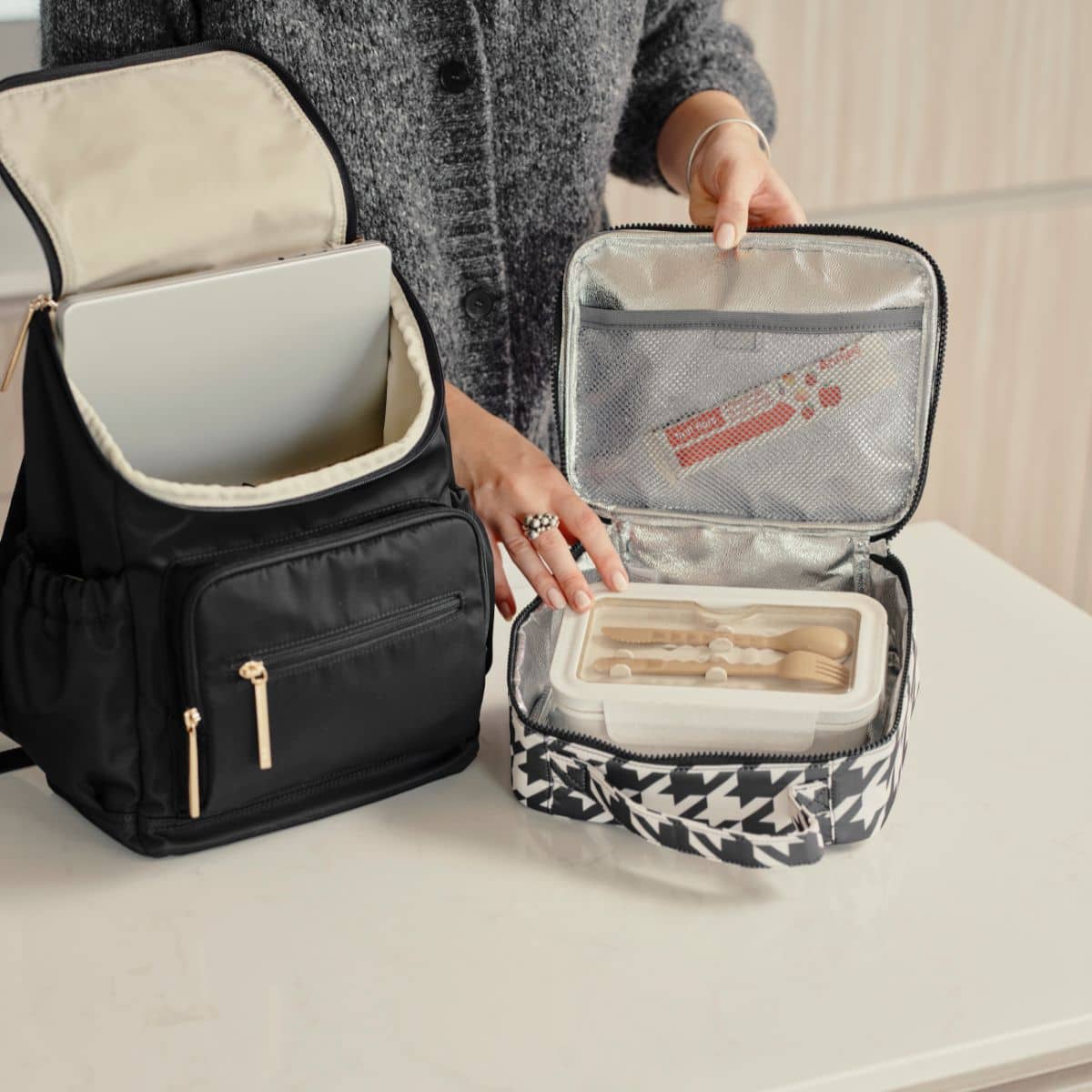 OiOi Mini Signature Backpack - Black Nylon - Image 8