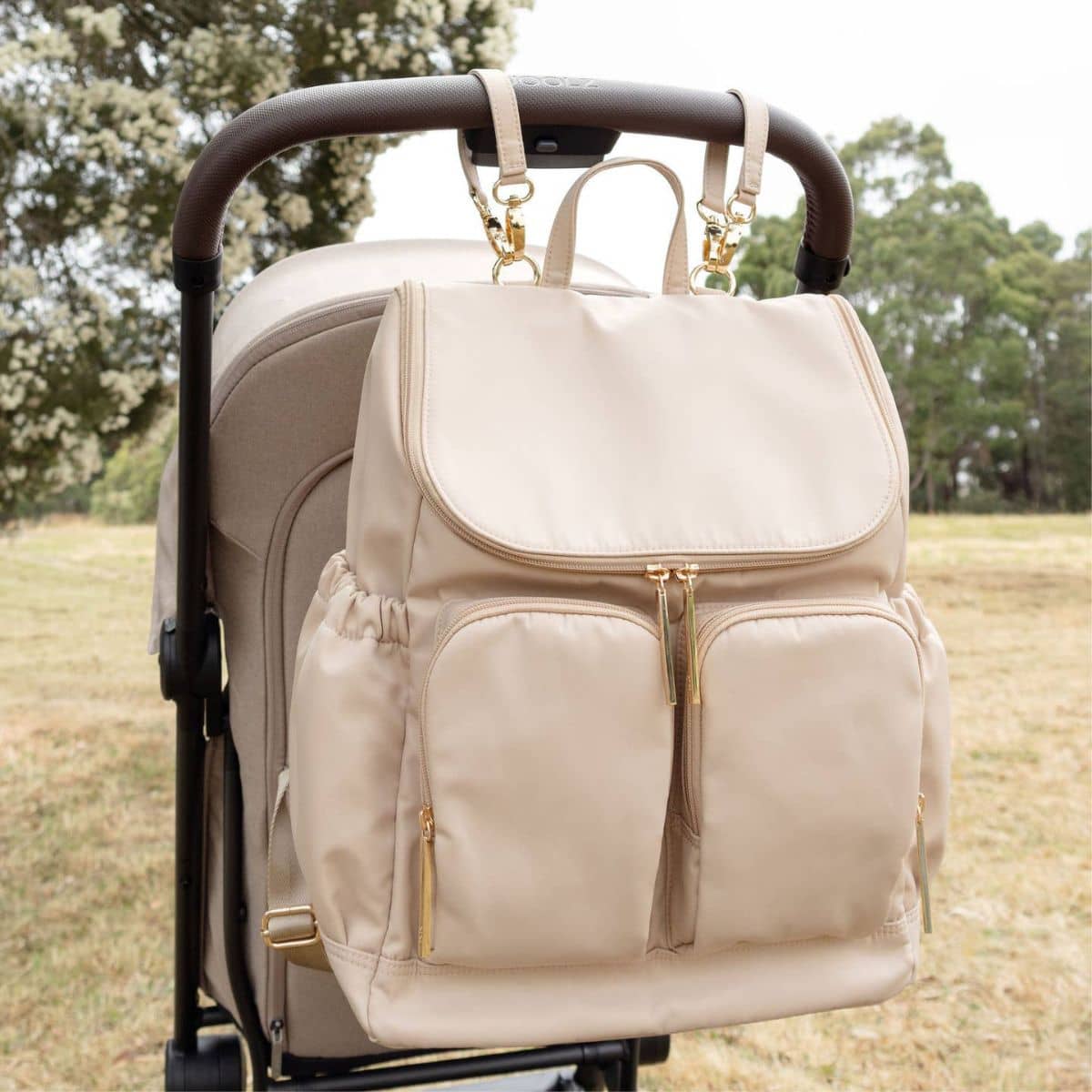 OiOi Signature Nappy Backpack - Beige Nylon - Image 4