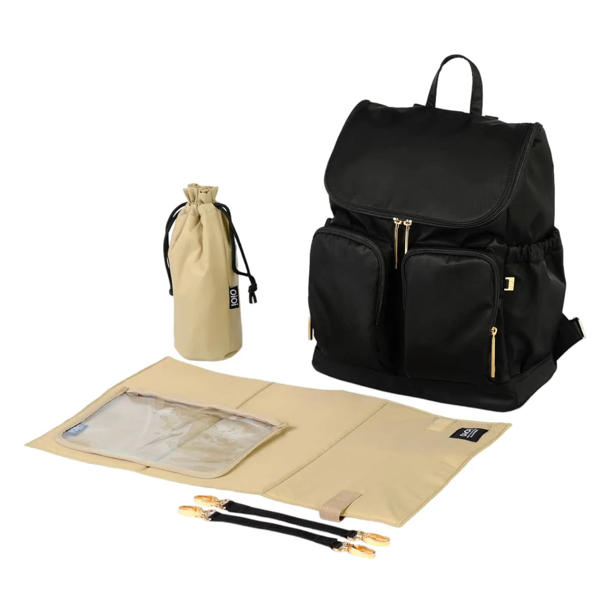 OiOi Signature Nappy Backpack - Black Nylon - Image 3