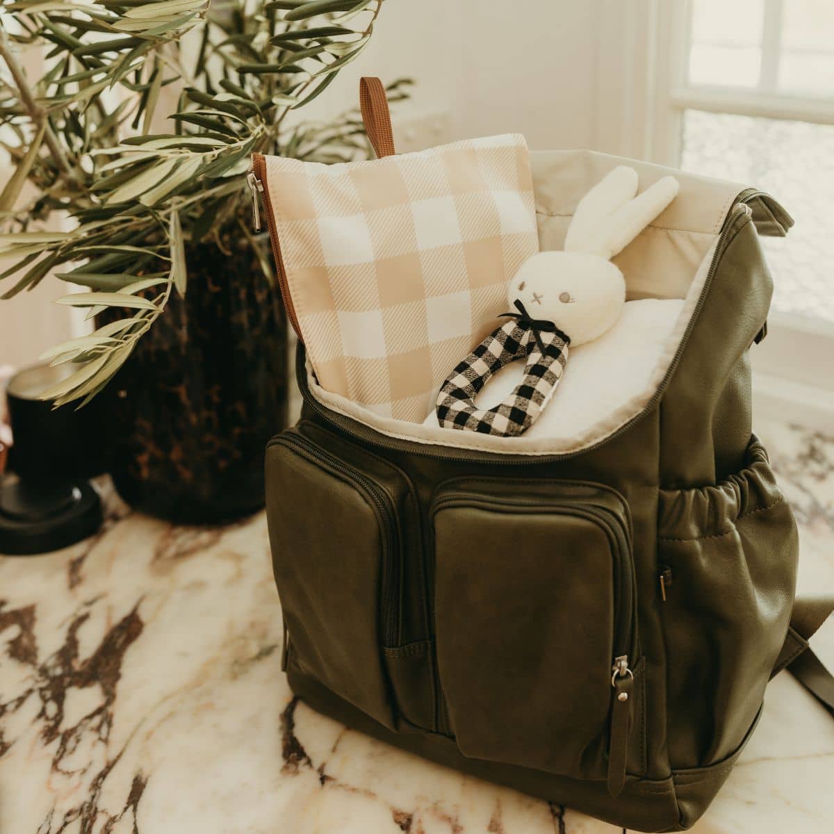 OiOi Packing Pouch Trio - Gingham Beige - Image 3