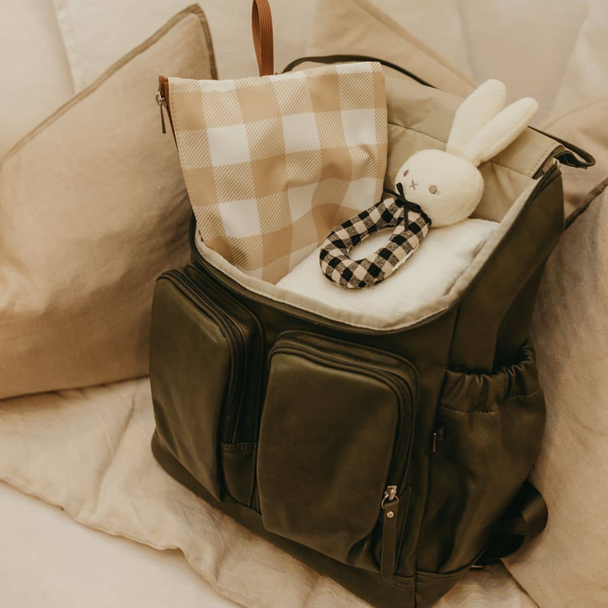 OiOi Packing Pouch Trio - Gingham Beige - Image 4
