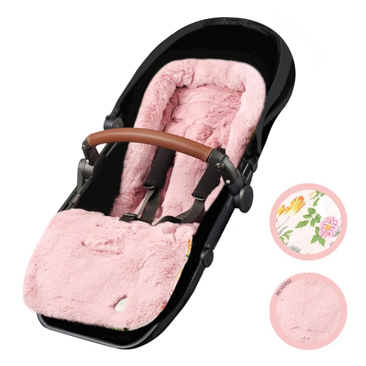 OiOi Reversible Cozy Fleece Pram Liner - Garden Party - Image 3