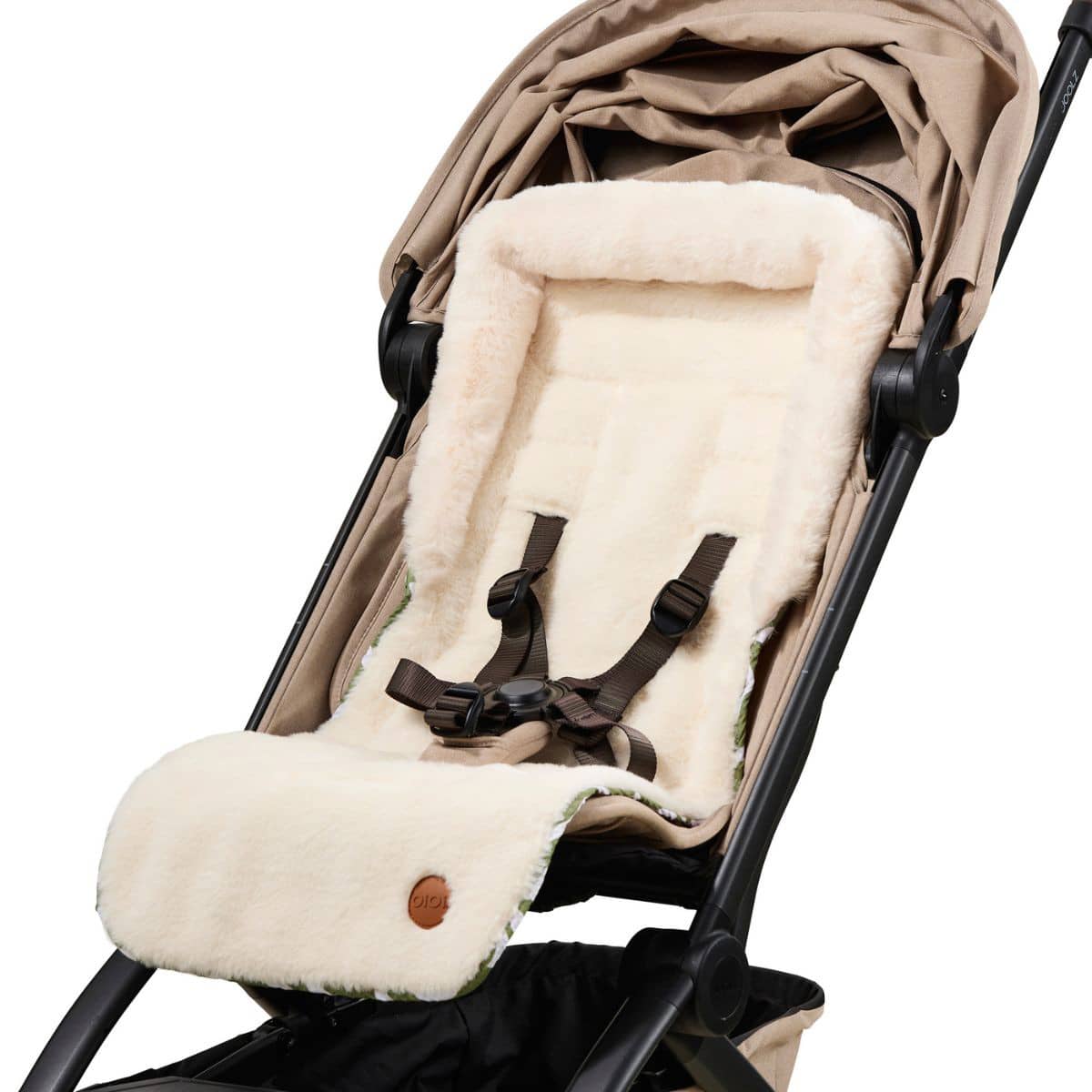 OiOi Reversible Cozy Fleece Pram Liner - Green Squiggle - Image 3