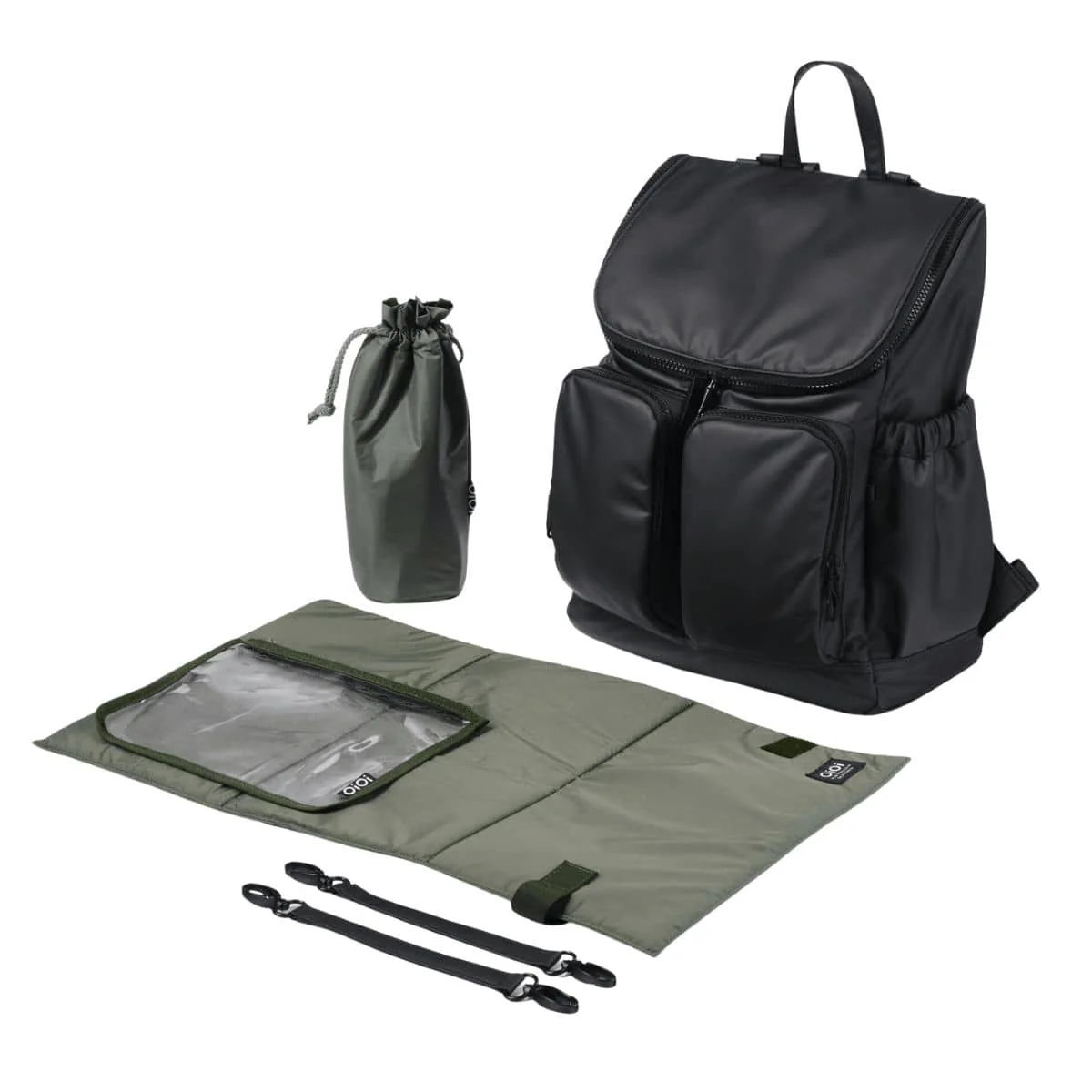 OiOi Signature Nappy Backpack - Black Weatherproof - Image 2
