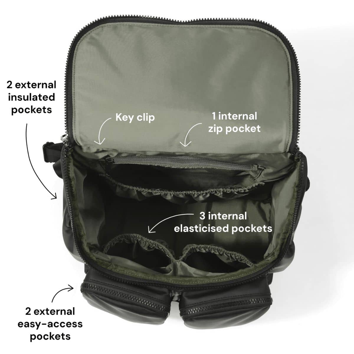 OiOi Signature Nappy Backpack - Black Weatherproof - Image 3