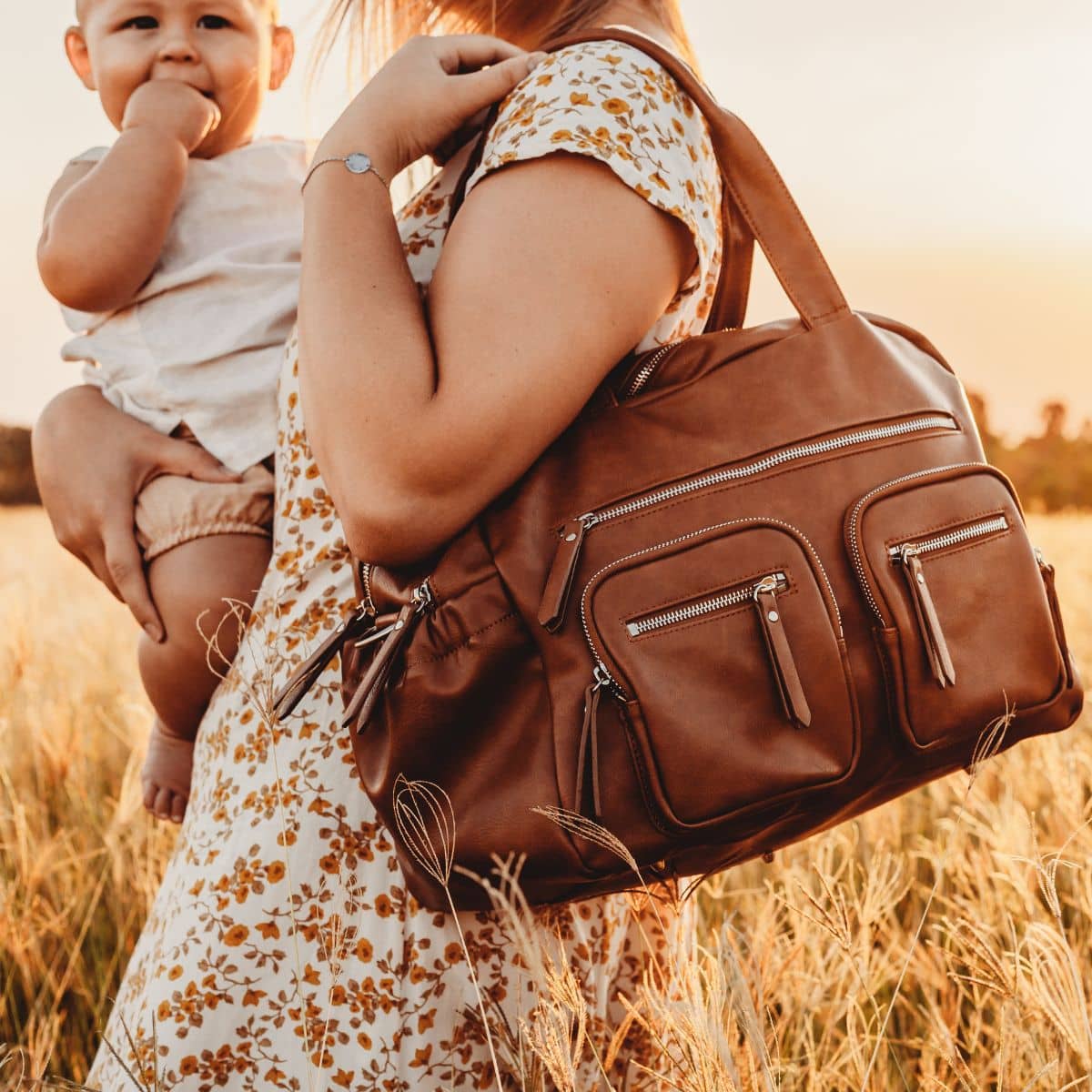 OiOi Carry All Nappy Bag - Tan Vegan Leather - Image 2